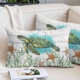 thumbnail image 2 of Turtle Coastal Throw Pillow Covers Ocean Starfish Seaweed Gray Wood Grain Decorative Lumbar Pillow Cover Rectangle Cushion Case for Sofa Couch Bed Living Room Bedroom 24 X 36 Inches, 2 of 9