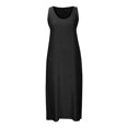 thumbnail image 3 of ZZwxWA Womens Cotton Linen Loose Long Tank Dress Casual Sleeveless U Neck Solid Plus Size Shift Maxi Dress with Pocket, 3 of 5