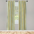thumbnail image 3 of Ambesonne Retro Curtains, Retro Bus Pattern, Pair of 28"x63", Pale Blue Mustard, 3 of 5