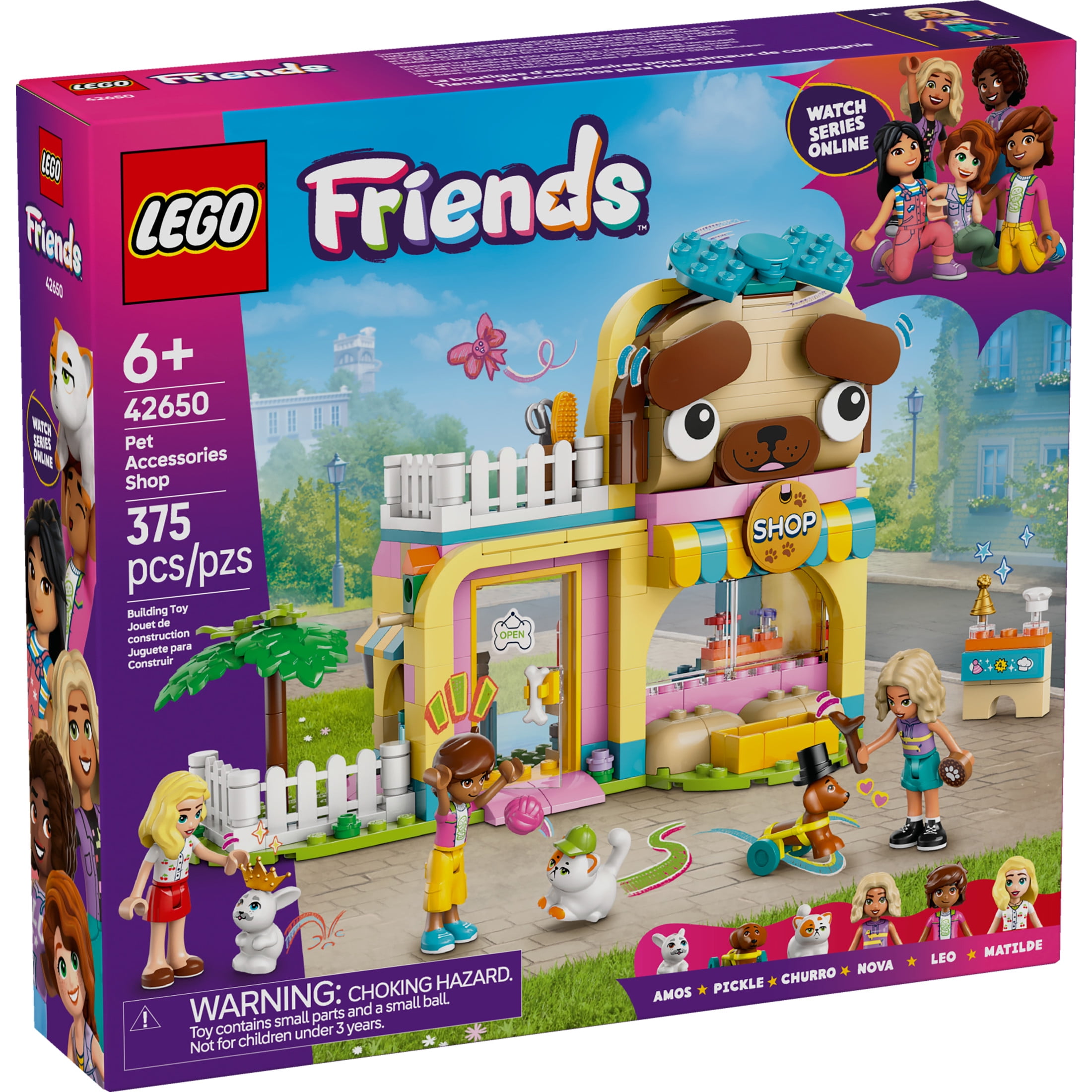 LEGO Friends Pet Accessories Shop Pretend Play Set - Building Toy for Kids, Girls and Boys, Ages 6+ - Gift for Kindergarten Graduation - with 3 Minidolls, Toy Dog, Cat, & Rabbit - 42650