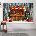 thumbnail image 2 of 8x6ft Christmas Hot Cocoa Photography Backdrop Xmas Tree Candy Kids Photography Backdrop Snow Farmhouse Wooden Winter Xmas Family Party Decoration Banner Photo Booth Props Background, 2 of 5