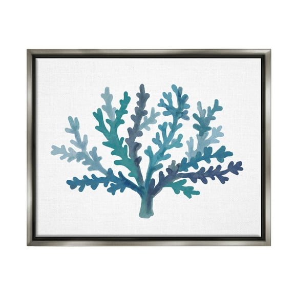 Stupell Industries Casual Blue Aquatic Coral Graphic Art Luster Gray Floating Framed Canvas Print Wall Art, Design by Nina Muis Surface Design