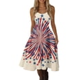 thumbnail image 2 of HAJWOH Women Independence Day Dresses 50s 60s Vintage Sleeveless Star and Stripe Print Cocktail Swing Dress Retro Patchwork Midi Evening Dress Beige XXXL, 2 of 4