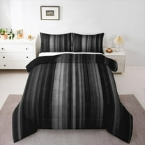 Homewish Laser Line Bedding Comforter Set,Modern Geometric Artwork Twin Comforter Sets,Gradient Gray Black Bedding Set For Men Women,Microfiber Bedroom Decor Reversible,2pcs