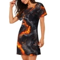 thumbnail image 2 of Balery Molten Lava Abstract Flow Camisón de manga corta con cuello redondo para mujer, cómodo y elegante., 2 of 6