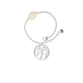 thumbnail image 2 of Delight Jewelry Silvertone Tree of Life in Circle - Goldtone Leaf Delicate Bracelet, 6.25+1.75", 2 of 4