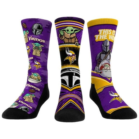Unisex Rock Em Socks Minnesota Vikings 3-Pack Mandalorian Crew Socks