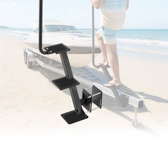 VEVOR Boat Trailer Steps, 3-Step, Heavy-Duty Boat Trailer Steps with Handle, Non-Slip Surface, 3 Mounting Angle Options, Carbon Steel Ladder Suitable for 3" x 3"/3" x 5"/4" x 4" Frame, Side Mounting