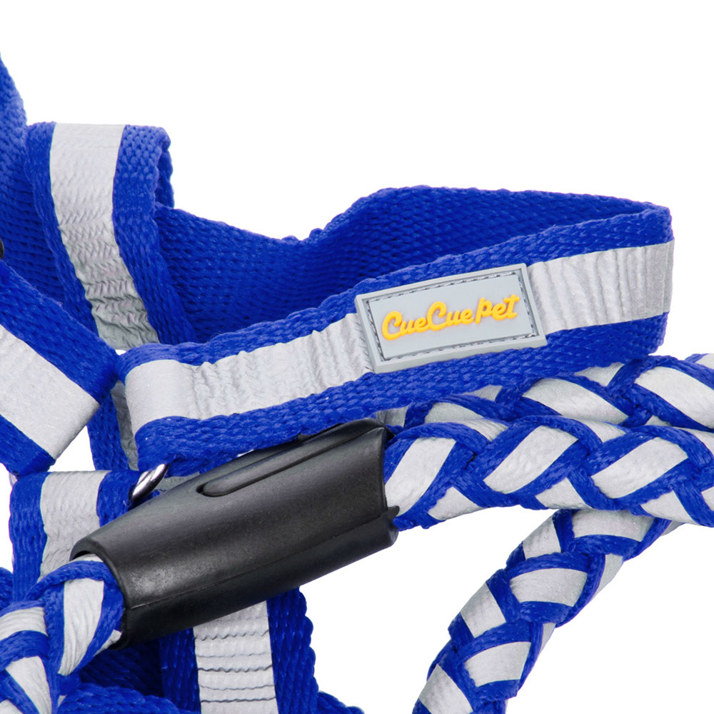 CUECUEPET Braided Choke Free Reflective Dog Harness and Leash for Daytime and Evening Walking