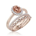 thumbnail image 3 of Beautiful Minimalist 2.50 Carat Oval Morganite And Diamond Moissanite Engagement Ring, Halo Wedding Ring, Two Matching Band in 925 Sterling Silver With Plain 18k Rose Gold Plating Band Gift For Her, 3 of 3