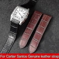 thumbnail image 2 of Genuine Leather Watch Strap For Cartier Santos 100 Men's And Women's Black Brown Leather Watchband 20mm 23mm, 2 of 5