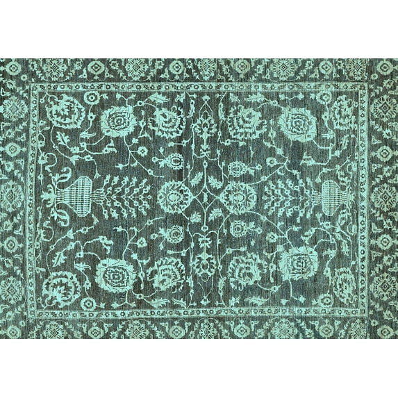 Ahgly Company Indoor Rectangle Oriental Light Blue Traditional Area Rugs, 7' x 9'