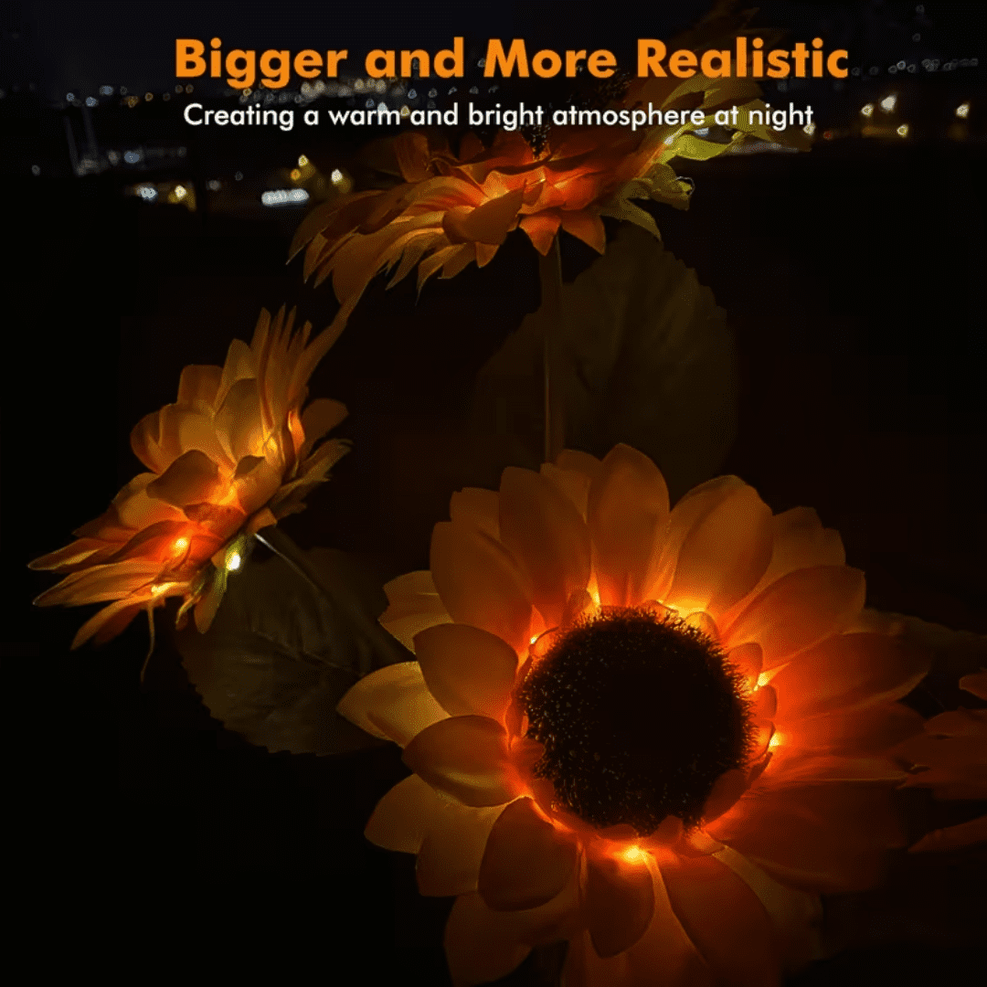 2 Sets Solar Sunflower Lights, Solar Garden Lights, Outdoor Ip44 Waterproof Solar Pole Lights With Realistic Flower Patterns, For Backyard, Flower Beds, Sidewalks, Terraces, Porches