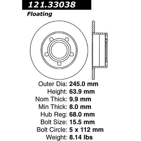 C-Tek Disc Brake Rotor 121.33038 Fits select: 1997-2005 VOLKSWAGEN PASSAT, 1995-2004 AUDI A6