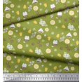 thumbnail image 3 of Soimoi Green Poly Georgette Fabric Tea Bag,Star Anise & Lemon Slice Vegetable Decor Fabric Printed Yard 52 Inch Wide, 3 of 3