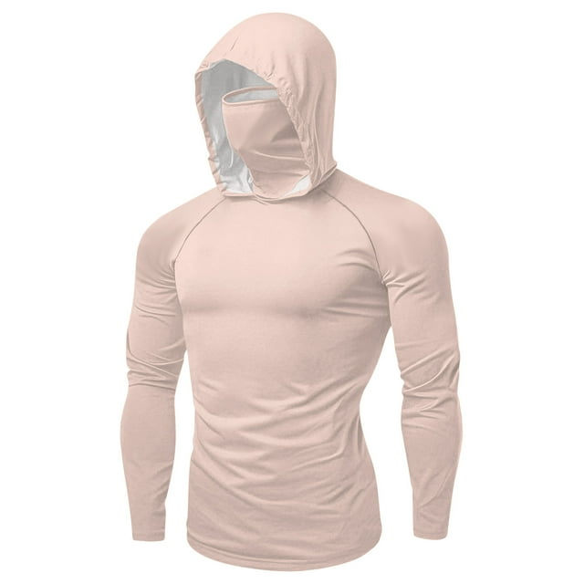 Unisex Long Sleeve Sun Protection Hooded Top with Face Mask - UPF Ice Silk Fabric for Outdoor Activities