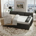 thumbnail image 5 of COPIAE 80” L Shaped Sofa Sleeper, 2 in 1 Pull Out Sofa Bed with Upholstered Cushion, Faux Leather Couch with Storage& Removable Armrest, Modern Comfort Sectional Couch Bed for Living Room Bedroom, 5 of 9