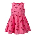 thumbnail image 1 of WEIYLL Robes d'Été Filles Tendance 2025 Lin Cerise Imprimé Sans Manches Gilet Robe Rose Vif Vêtements 4-5 Ans, 1 of 9
