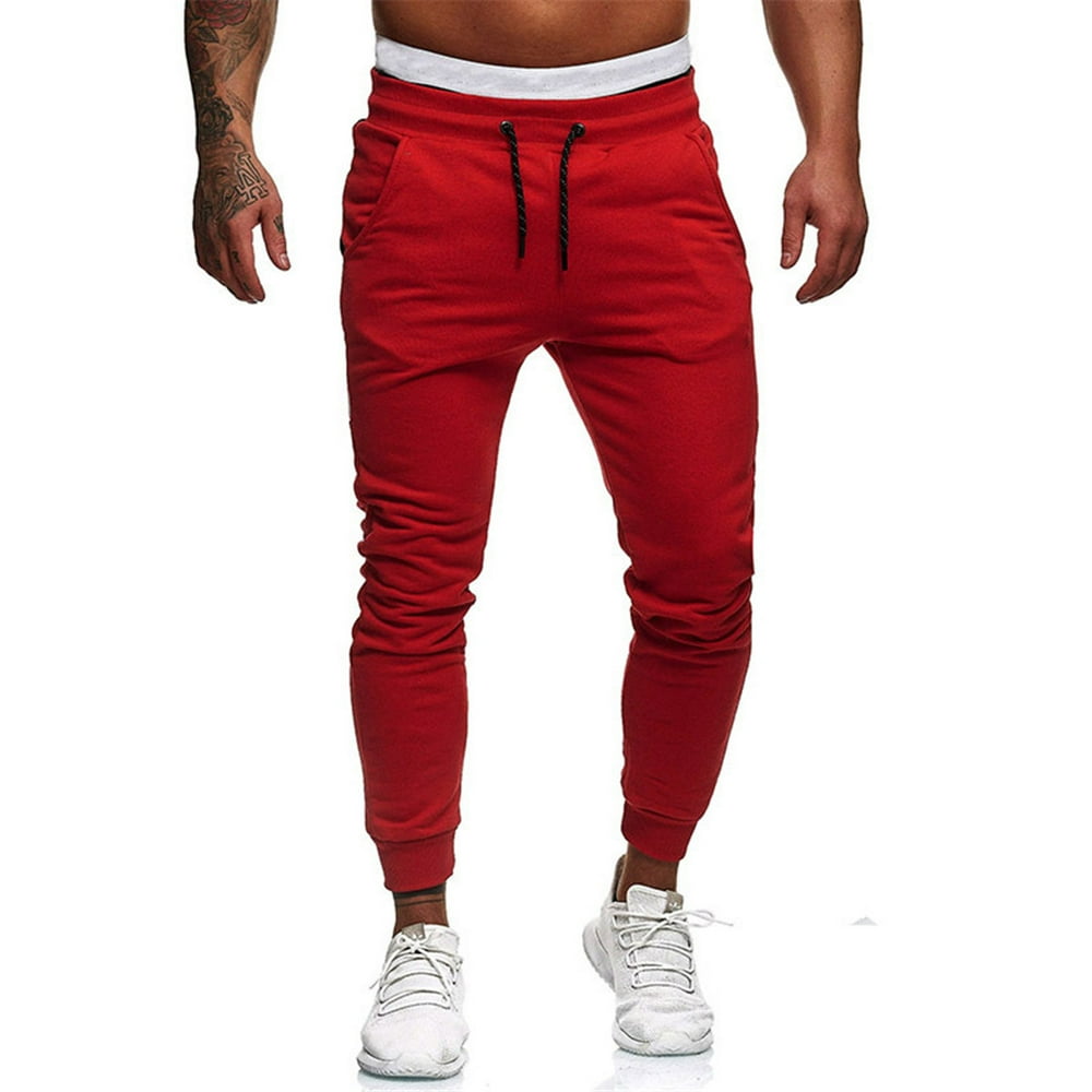red jogging bottoms mens