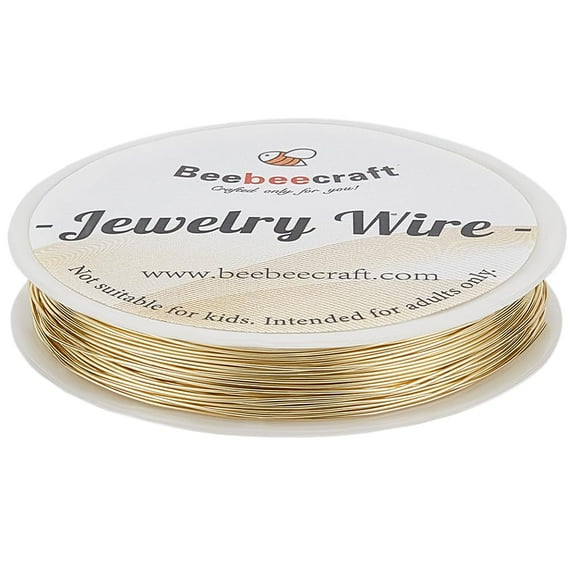 22 Gauge Gold Craft Wire Real 14K Gold Plated Jewelry Beading Wire Dead Soft Copper Wire 98.43Ft Resistant Round Beading Wire for Craft and Jewelry Making