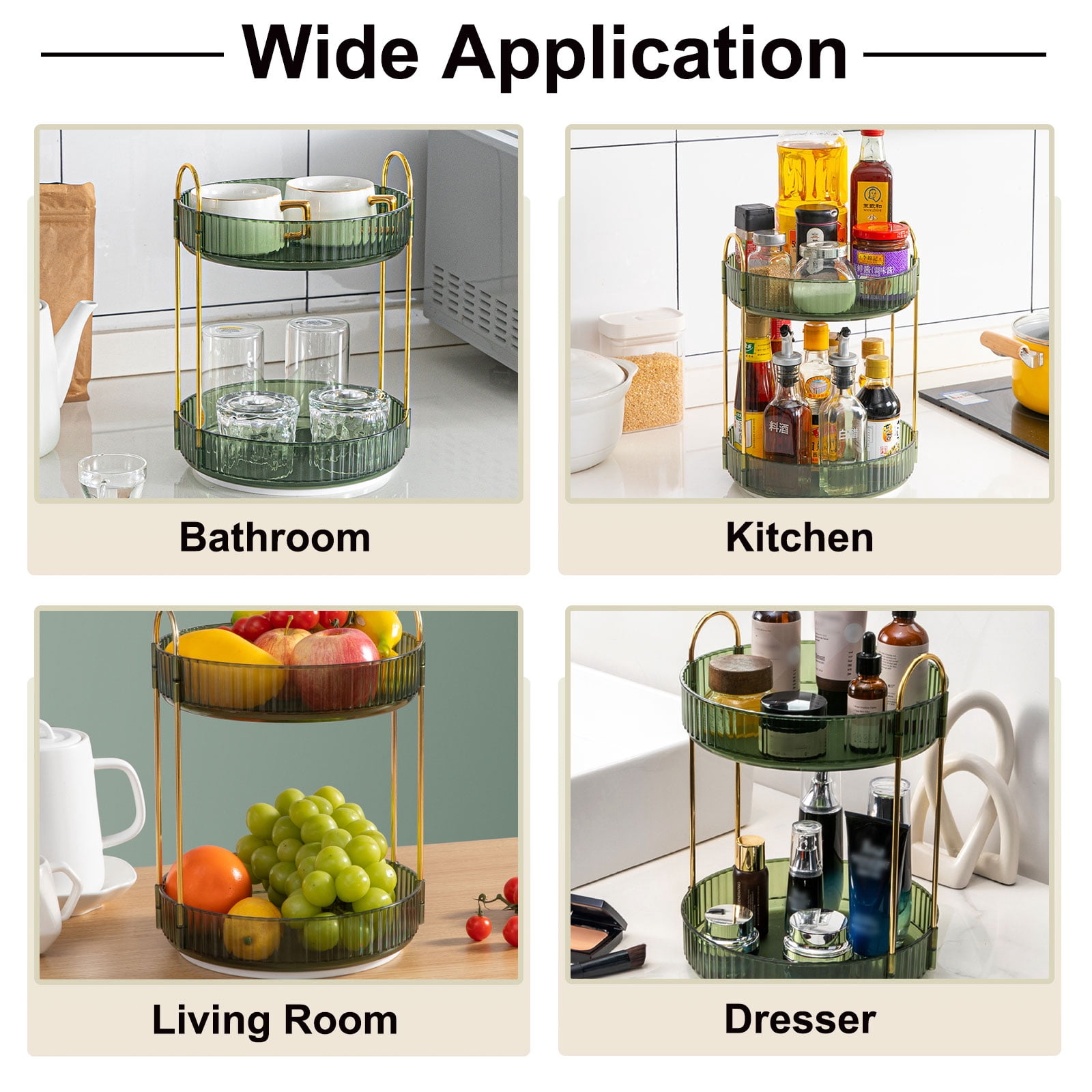 Unique Bargains 3 Layer Rotating Makeup Round Skincare Countertop Perfume Organizer Clear