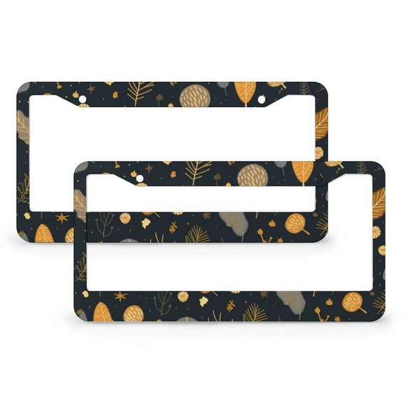License Plate Frame Leaves And Acorns Auto Decorative Frames Cars Protector Cover Holder 2 PCS Autumn Harvest Aluminum Metal License Plate Cover Gift for Dad