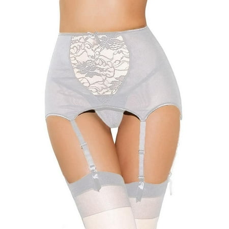 

Women Lace Garter Belt Plus Size Garter Lingerie Set Mesh Suspender with G-String Panty for Thigh High Stocking