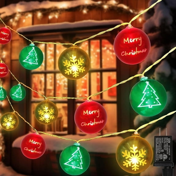 Christmas Ball Ornament Lights,17FT 20 Bulbs Multicolor Christmas Tree Lights, Indoor or Outdoor Christmas String Lights,Plug in Christmas Deco Lights for Christmas Holiday Party