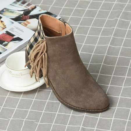 

Tdoqot Womens Faux Fur Boots- Mid-Heel Casual Chunky Heel Christmas Gifts Women s Ankle Boots Gray 43