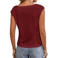 thumbnail image 4 of Summer Cap Sleeve Women Solid Color Scoop Neckline Casual T-shirt Simple Tops, 4 of 5