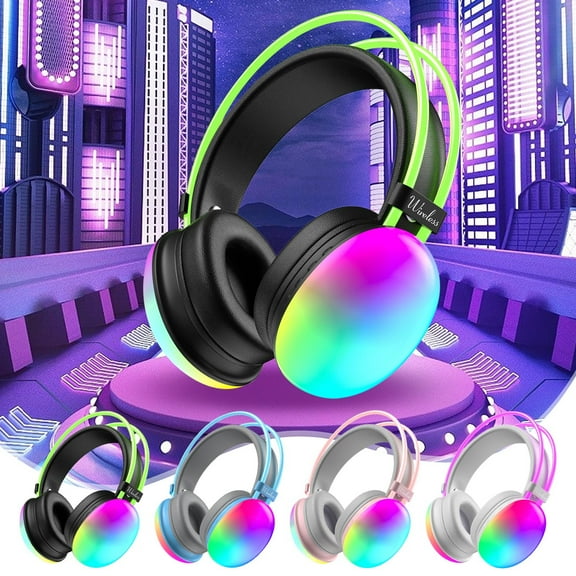Rojia Wireless Silent Colorful Headphones, Multicolor LED Lights, Bluetooth 5.0, Up to 10 Hours of Usage Time