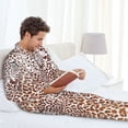 thumbnail image 5 of KLL Leopard Brown Sleepwear Mens Flannel Pajamas,Long Cotton Pj Set, 5 of 7