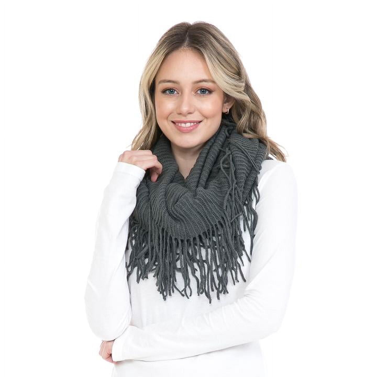BASICO Warm Knit Winter Scarfs for Women Dark Grey Infinity Scarf Circle Loop Scarves
