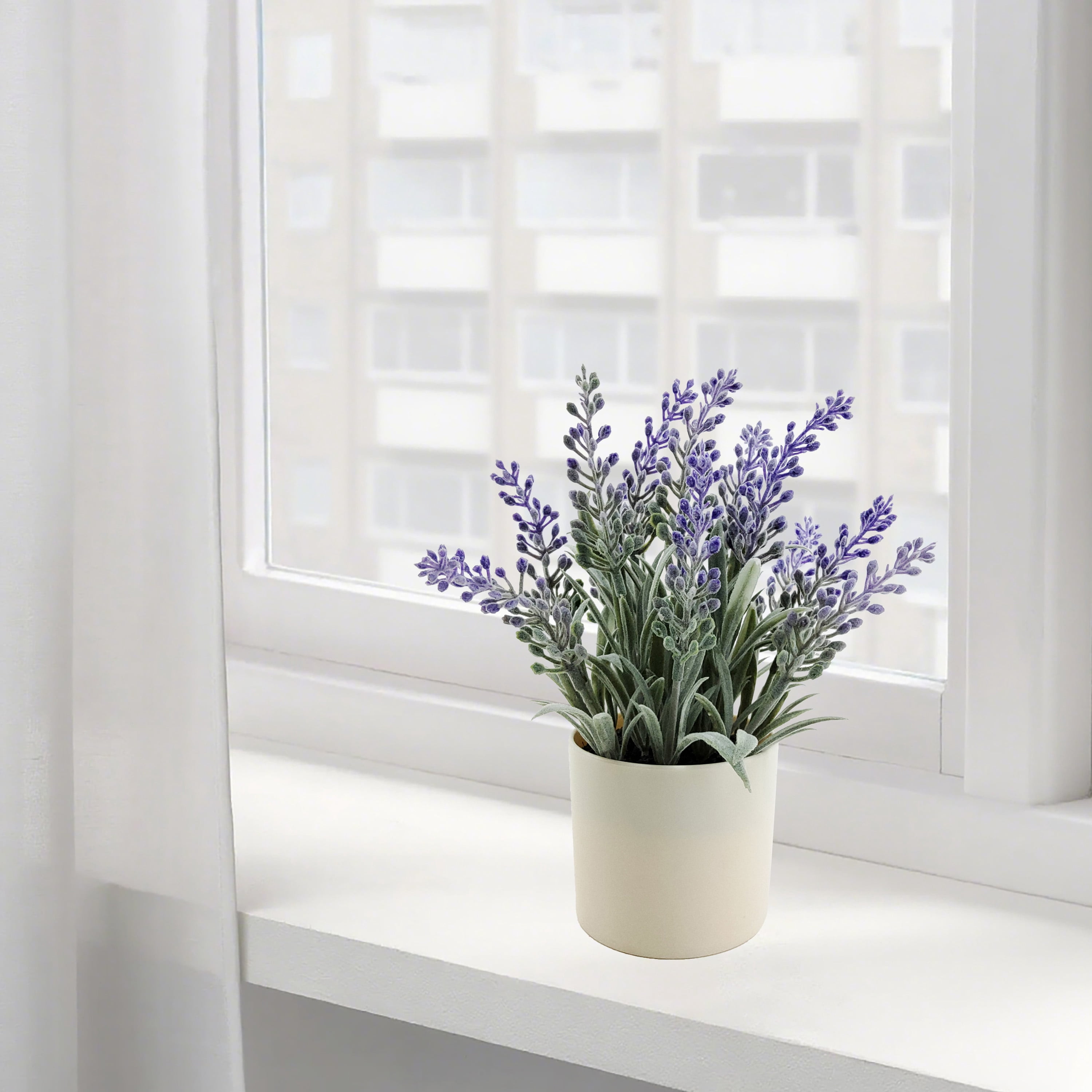 Mainstays 8.5-inch Indoor Purple Lavender Artificial Flower in Plastic Pot.