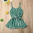 thumbnail image 2 of Canrulo Toddler Kids Baby Girls Clothes Strap Stripe Romper Jumpsuit Summer Outfits Sunsuit Green 4-5 Years, 2 of 6