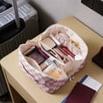 thumbnail image 4 of Travel Makeup Bag for Women, Large Capacity Portable Cosmetic Bags Make up Organizer Pouch with Handle, Flat Open Toiletry Bag for Toiletries, Brush, 4 of 9