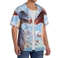 thumbnail image 4 of Honeii 's Red And White Bird Couple for men's short-sleeved button-up collared shirt featuring a pocket, perfect for beach vacations, and travel adventures., 4 of 5