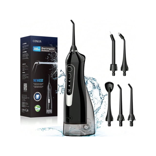 Water Dental Flosser Teeth Pick: 4 Modes With Upgrade Child Mode 300ML Portable Cordless Rechargeable Travel Irrigation Cleaner IPX7 Waterproof Electr