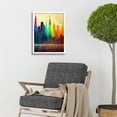 thumbnail image 2 of Futuristic Modern Rainbow City Cityscape Skyline Art Print Framed Poster Wall Decor 12x16 inch, 2 of 5