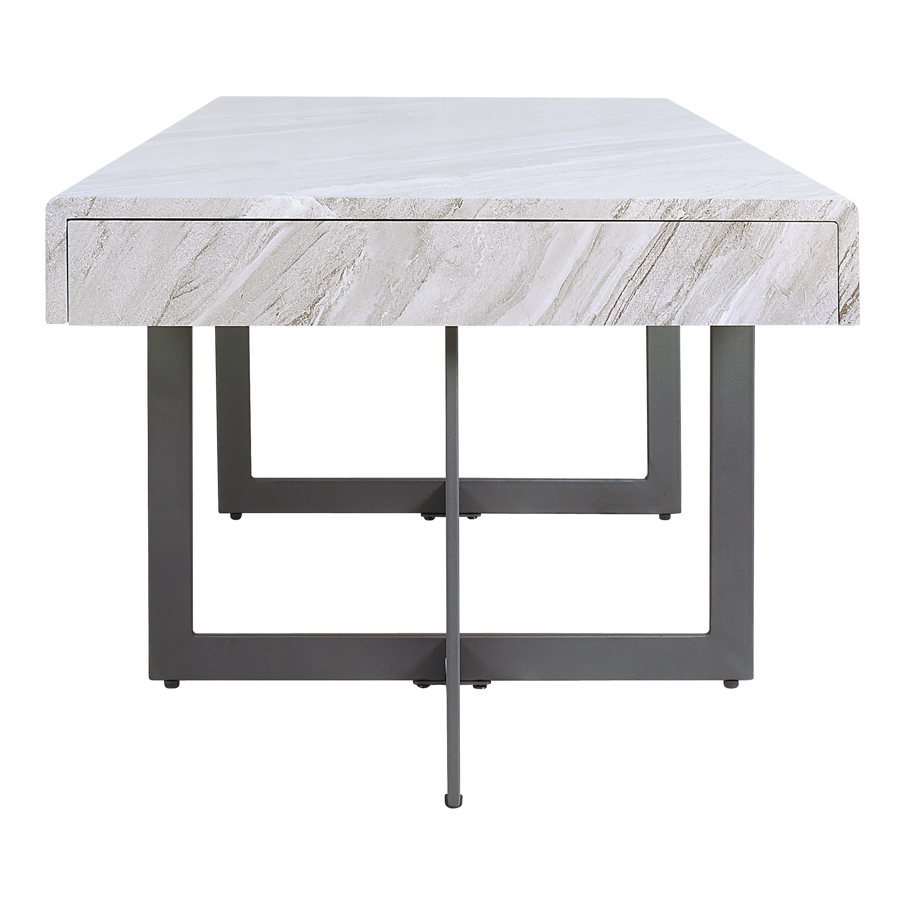 Furniture of America Ariadne 2-Drawer Wood Gray and Gun Metal Coffee Table