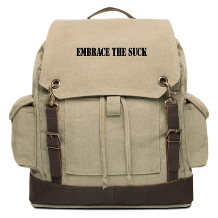 Army Force Gear Embrace the Suck Canvas Rucksack Backpack With Leather (Best Dick Sucking Women)