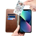 thumbnail image 3 of Nalacover Wallet Case for iPhone 14 Pro, Premium PU Leather + Soft Silicone Magnetic Closure Flip Folio Cover with Credit Card Slots Holder Kickstand Anti-Scratches Shockproof Case,Brown, 3 of 9