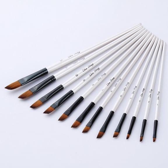 Xhegex 12 Artist Watercolor Brushes Set - Nylon Hair for Acrylic & Gouache Painting, Ideal for Outdoor Art and Painting Exercises