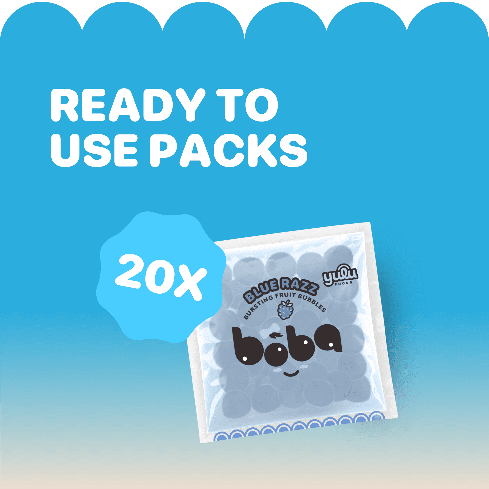 Yulu Popping Boba Blue Raspberry Milk Tea Kit - 20 Pack