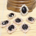 thumbnail image 4 of Diamante Rhinestone Beads Flat Back Button Scrapbook Sewing Craft Black 30x25mm, 4 of 7