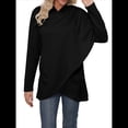 thumbnail image 3 of Sudadera Holgada con Capucha y Larga para Mujer, de Color Liso e Irregular Negro S, 3 of 9