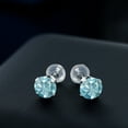 thumbnail image 3 of Gem Stone King 10K White Gold Blue Zircon Stud Earrings for Women Men (2.40 Ct Round 6MM), 3 of 3