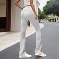 thumbnail image 5 of biudgviw Yoga Pants for Women High Waisted Wide Leg Trousers Side Split Casual Lounge Pants with Buttons for Gym Workout(White,X-Large), 5 of 7