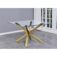 thumbnail image 3 of Square 47" x 47" Clear Glass 5pc Dining Set with Gold Stainless Steel, 3 of 4