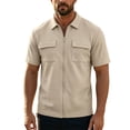 thumbnail image 6 of Tisuna Men'S Shirts Short Sleeve Zipper Down Quick Dry Summer T-Shirts Mens Classic Collared Casual Shirts With Pocket For Outdoor Performance Khaki Size Xxl, 6 of 6